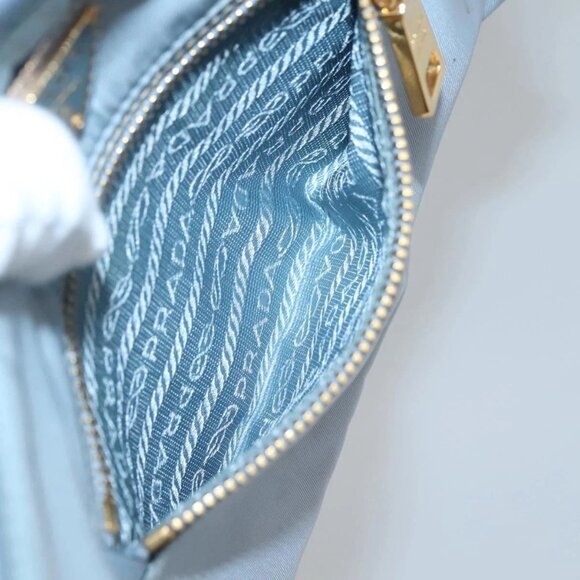 PRADA Shoulder Bag Nylon Light Blue Gold Auth - Picture 13 of 16